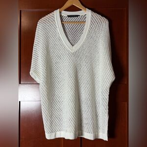 Evans Off White Open Weave Net Sweater Size 16